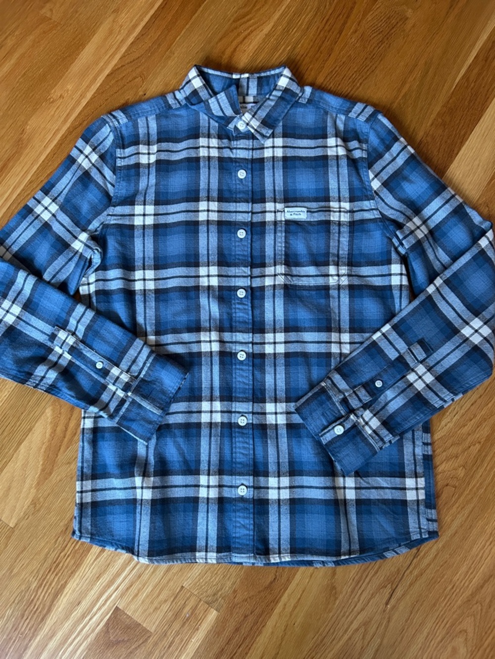 abercrombie kids Blue and White Plaid Button-Down Shirt